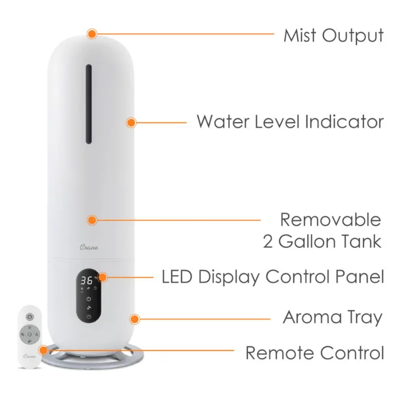 2 Gallon Ultrasonic Cool Mist Tower Humidifier 2