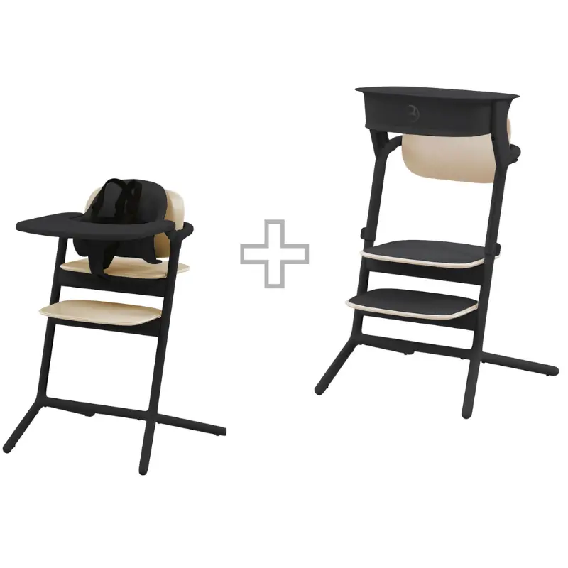 Lemo 3-In-1 High Chair + Training Tower Set - Sand Black 1
