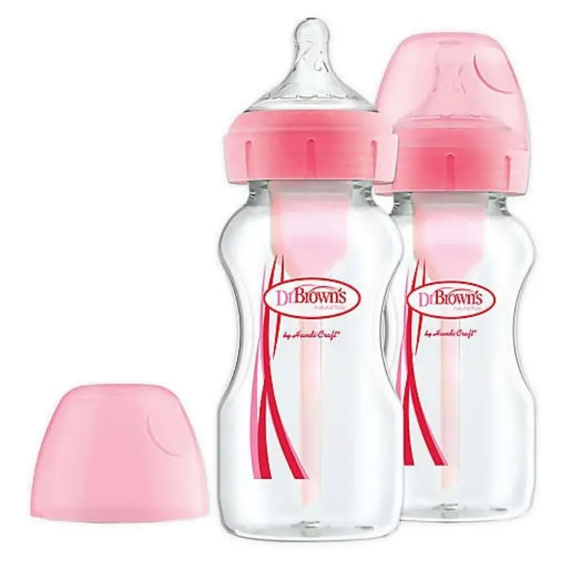Options+ Wide Neck  9Oz Bottle - Pink (2 Pack) 1