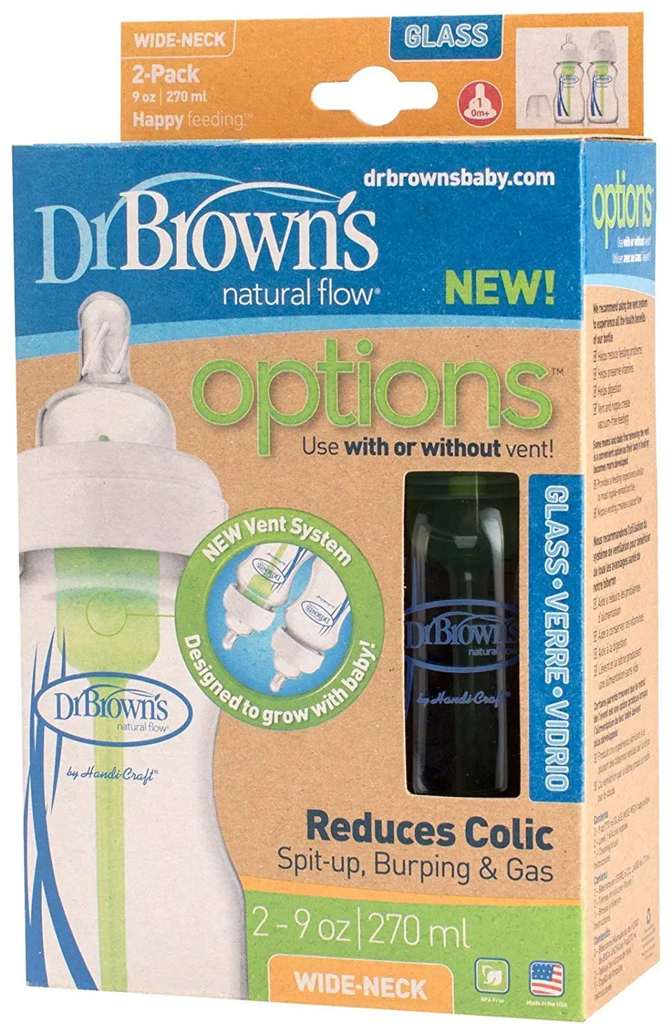 Options 9Oz Glass Wide-Neck Bottle - 2 Pack 2