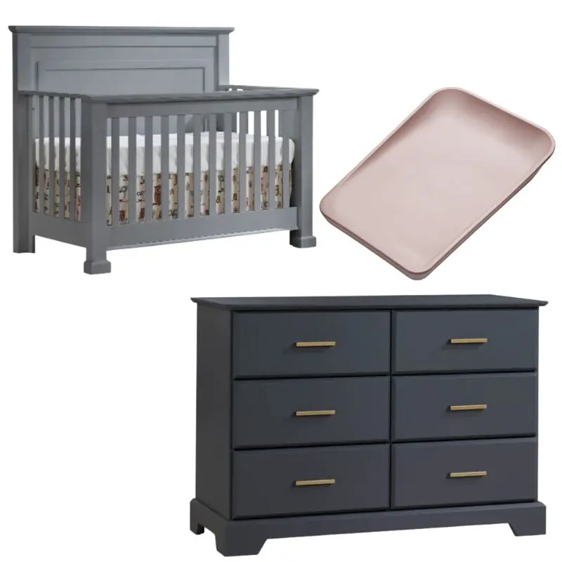 Taylor 5-In-1 Convertible Crib + Double Dresser Combo + Free Matty Baby Changer 64