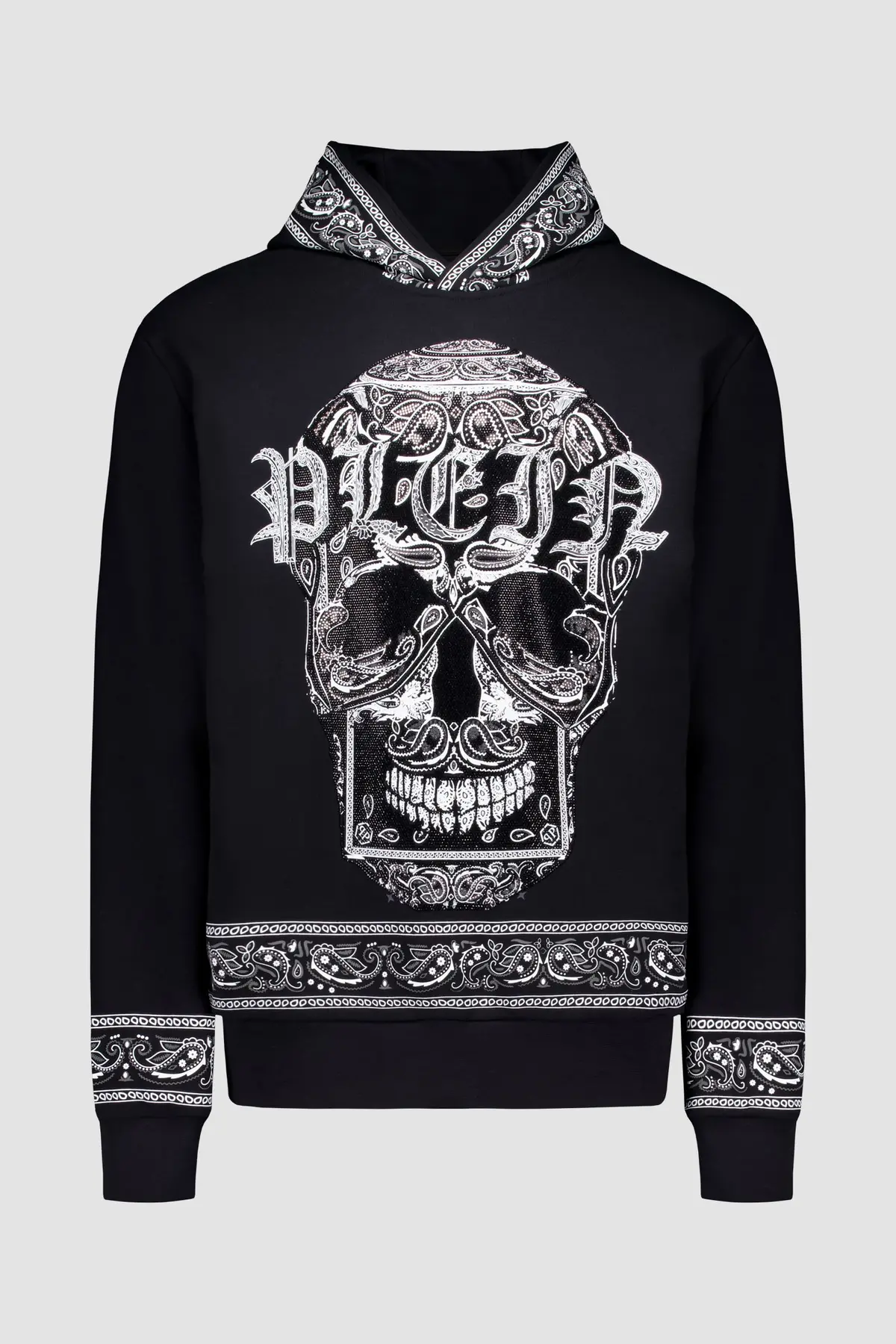 Philipp Plein Black Paisley Strass Hoodie 1