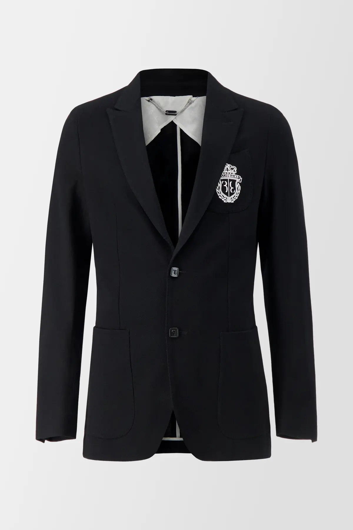 Billionaire Black/White Slim Fit Crest Blazer 1