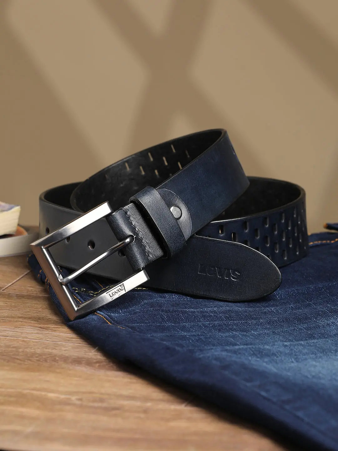 Men's Blue Textured Belt 1
