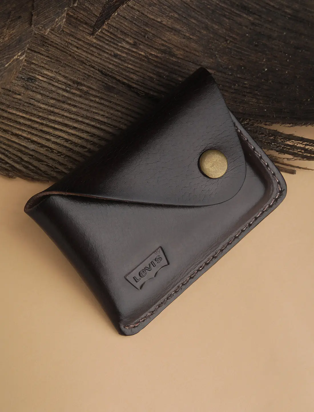 Men's Brown Solid Card Holder 1
