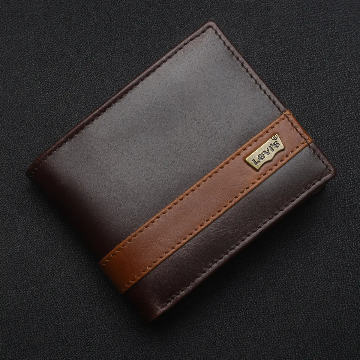Men's Brown Colorblock Bi-Fold Wallet 1