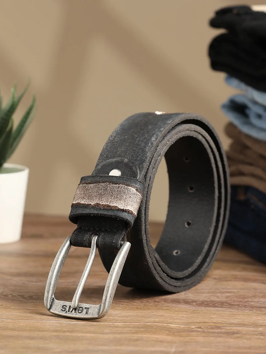 Men's Blue Textured Belt 1