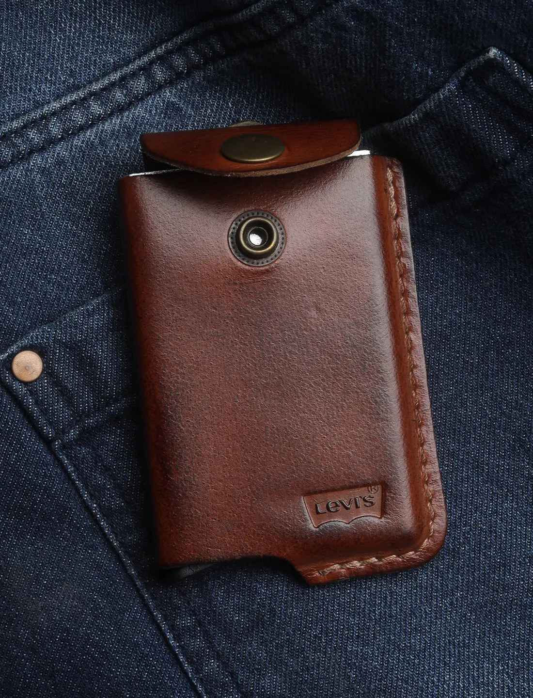 Men's Tan Solid Card Holder 1