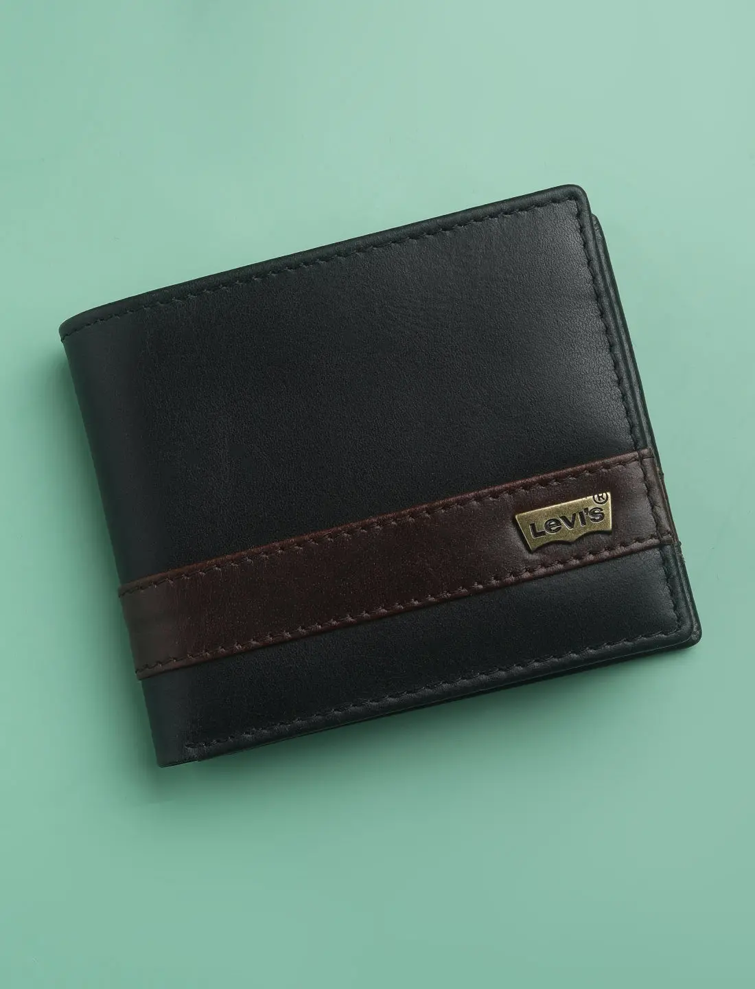 Men's Black Colorblock Bi-Fold Wallet 1