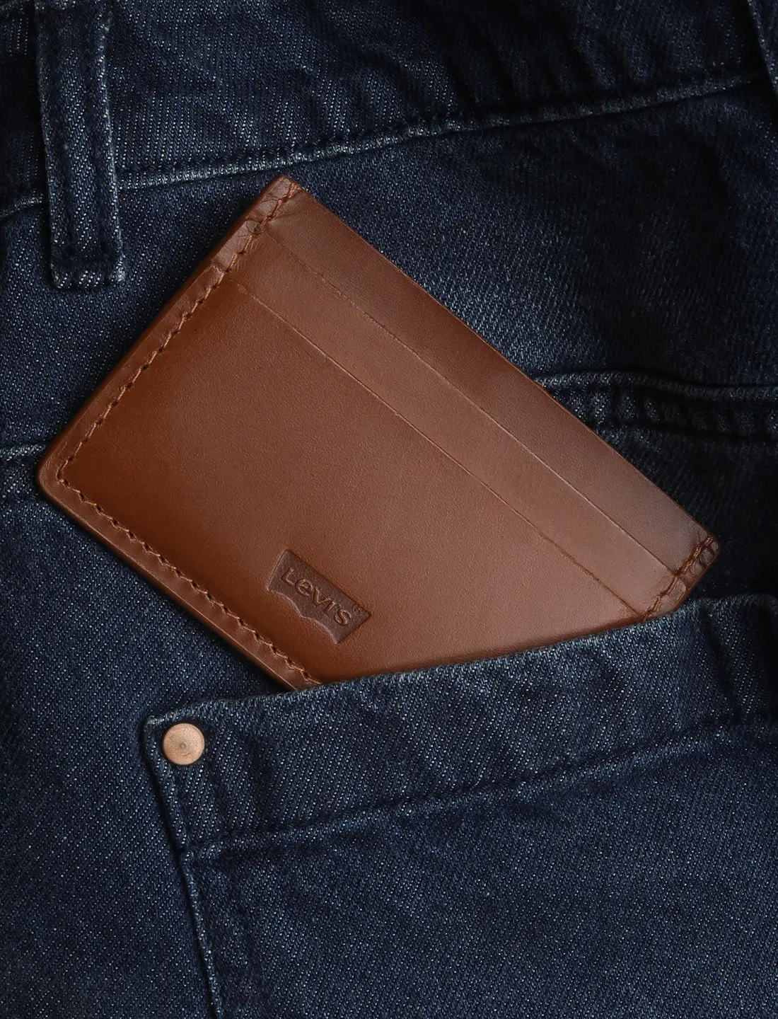 Men's Tan Solid Card Holder 1