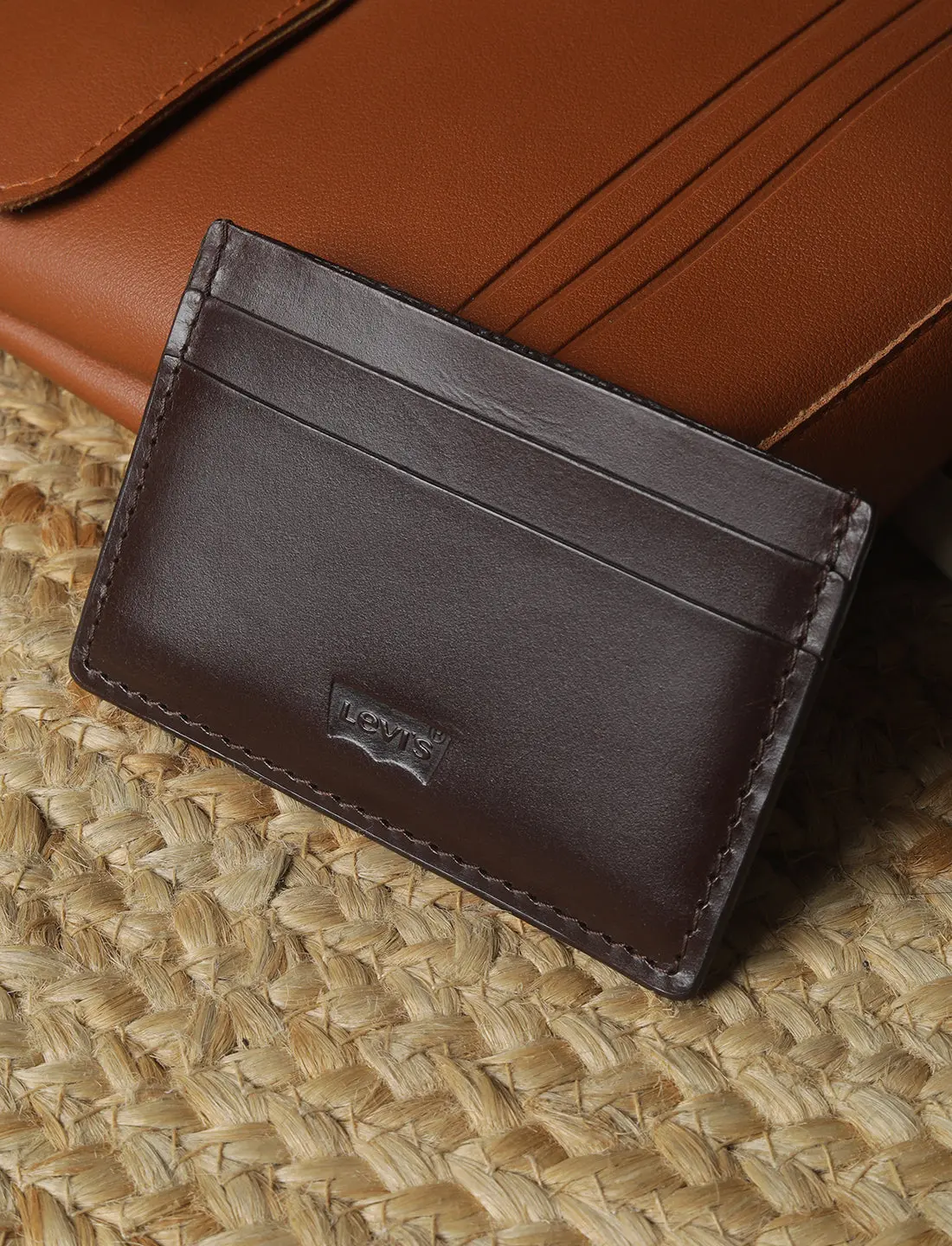 Men's Brown Solid Card Holder 1