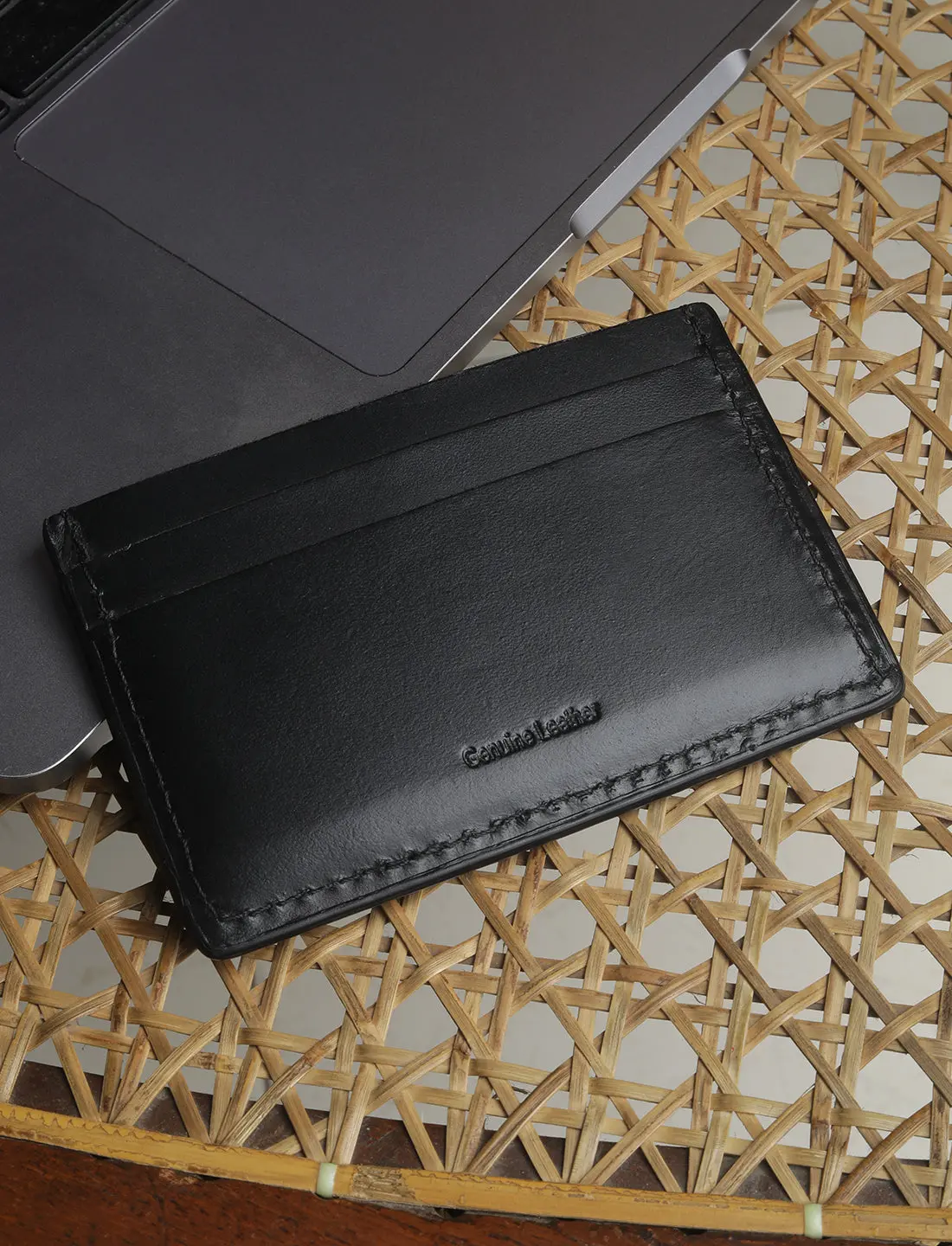 Men's Black Solid Card Holder 1