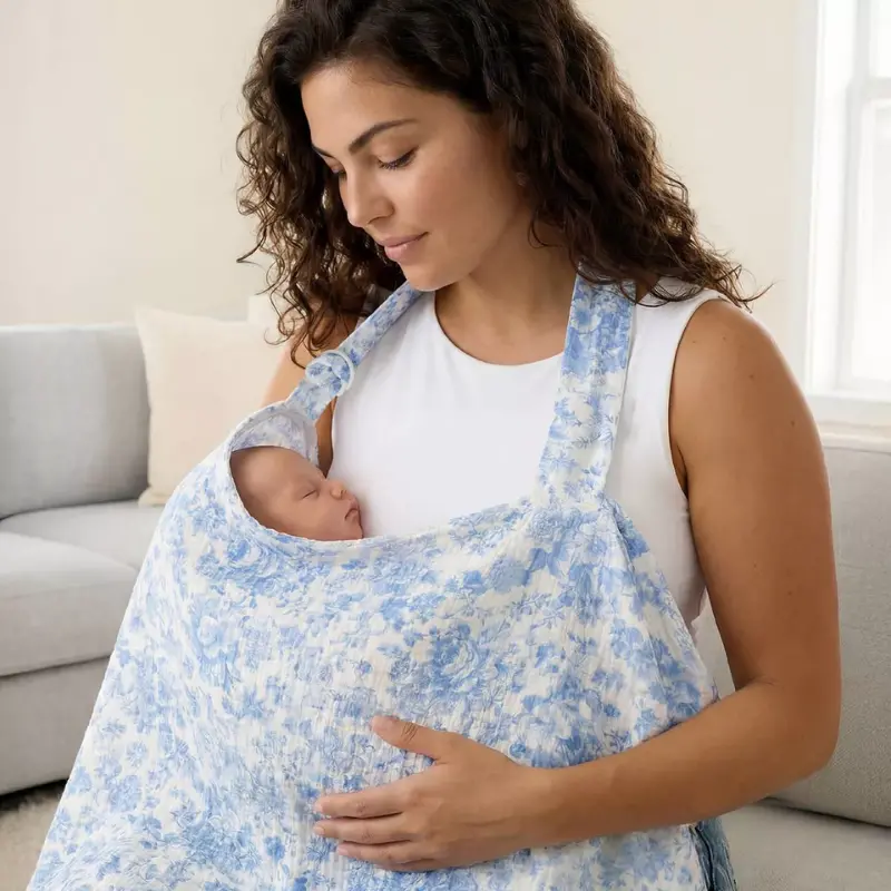 Breastfeeding Cover Apron Style - Blue Toile 1