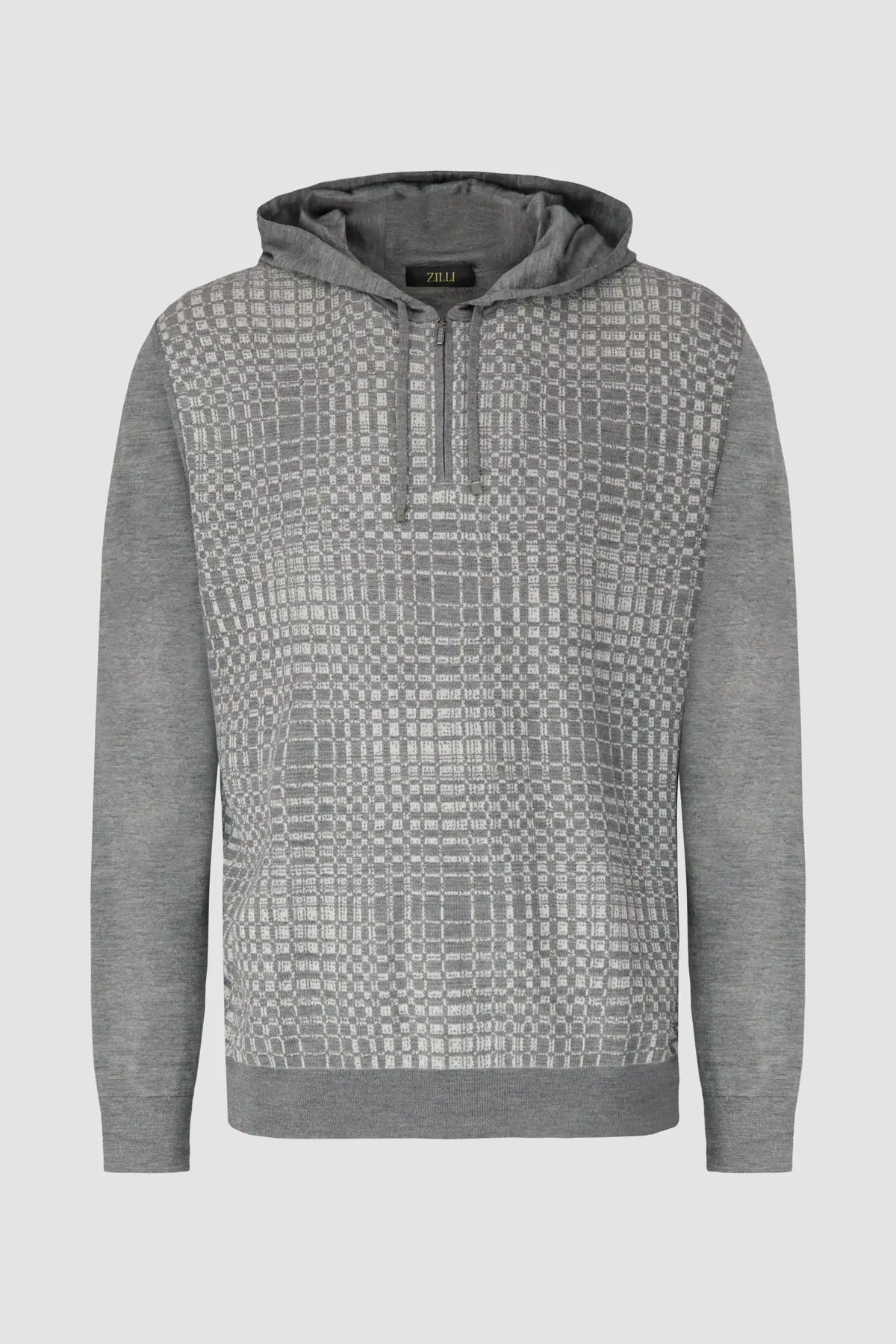Zilli Grey Zipped Sweater With Hood 1