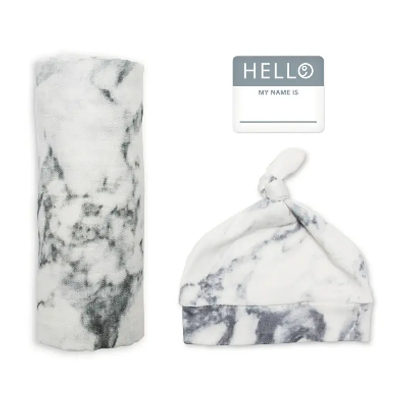 Hello World Swaddle & Knotted Hat Set 1