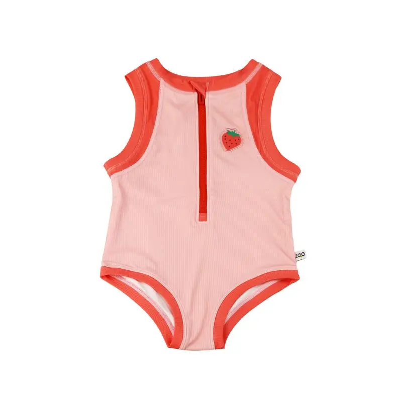 Short Sleeve Solid Swimsuit 1