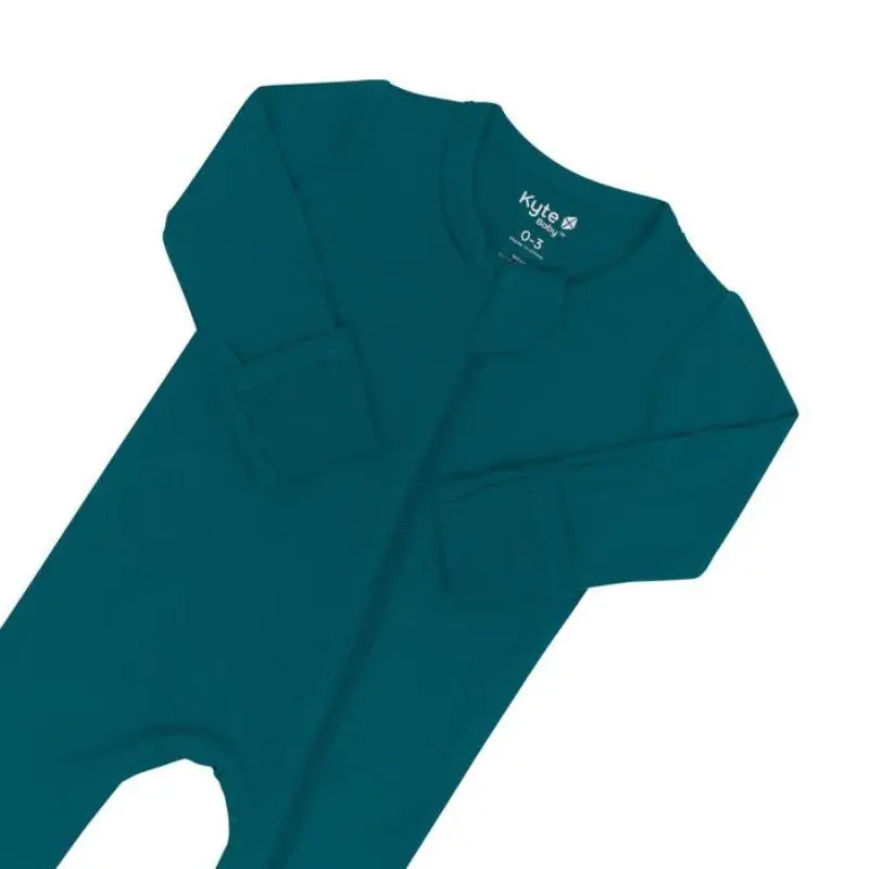 Ribbed Bamboo Zipper Footie 18