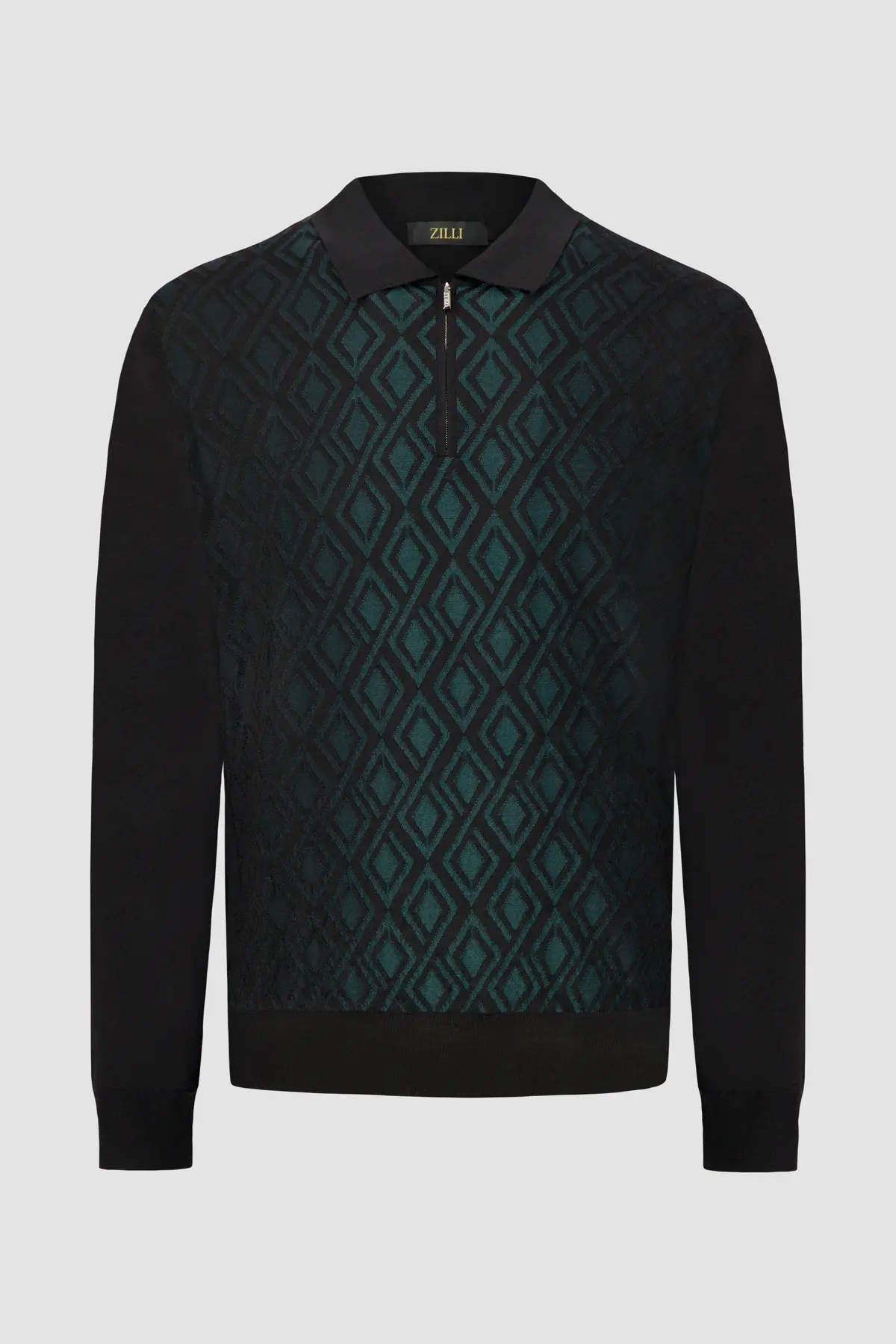 Zilli Black/Green Zipped Collar Knitwear Sweater 1