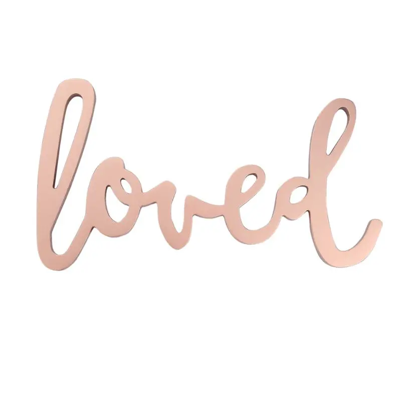 Loved Rose Gold Wood Wall Decor 1