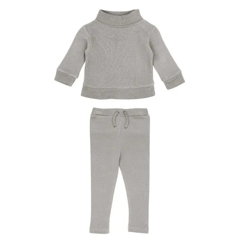 Organic Pique Mock-Neck Sweater And Pants Set 1
