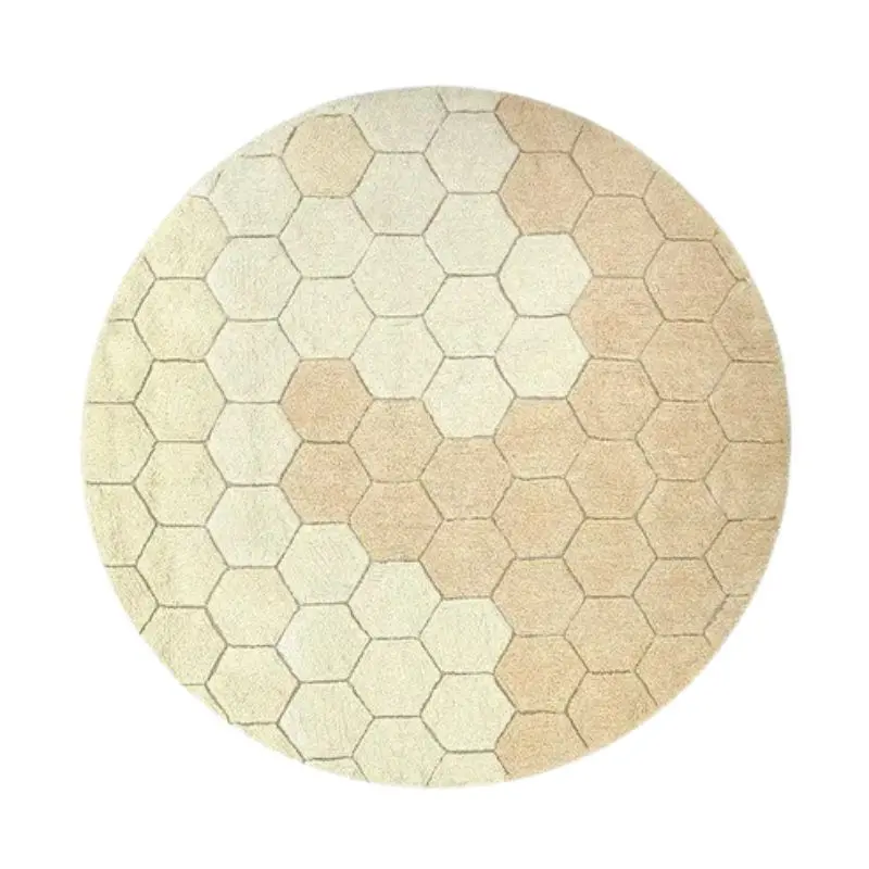 Round Honeycomb Washable Rug 1