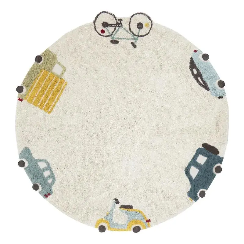 Eco-City Wheels Washable Round Area Rug 1