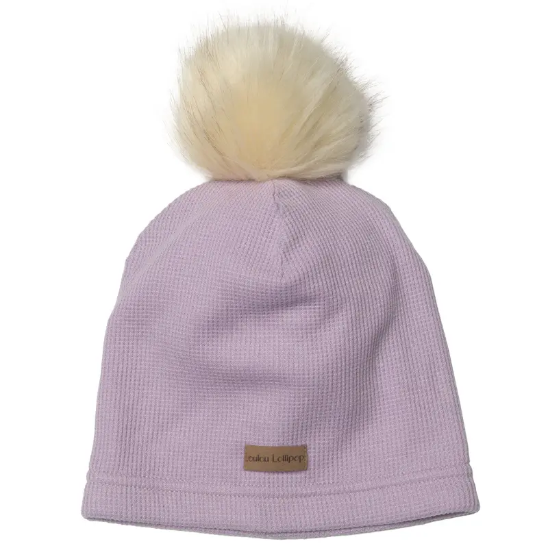 Textured Waffle-Knit Pom Pom Beanie - Image 5