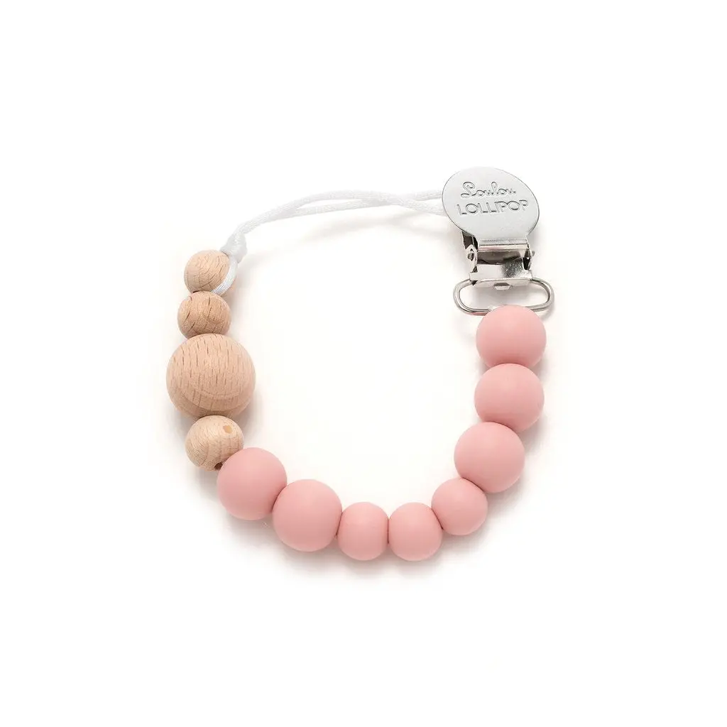 Wood + Silicone Pacifier Clip 2