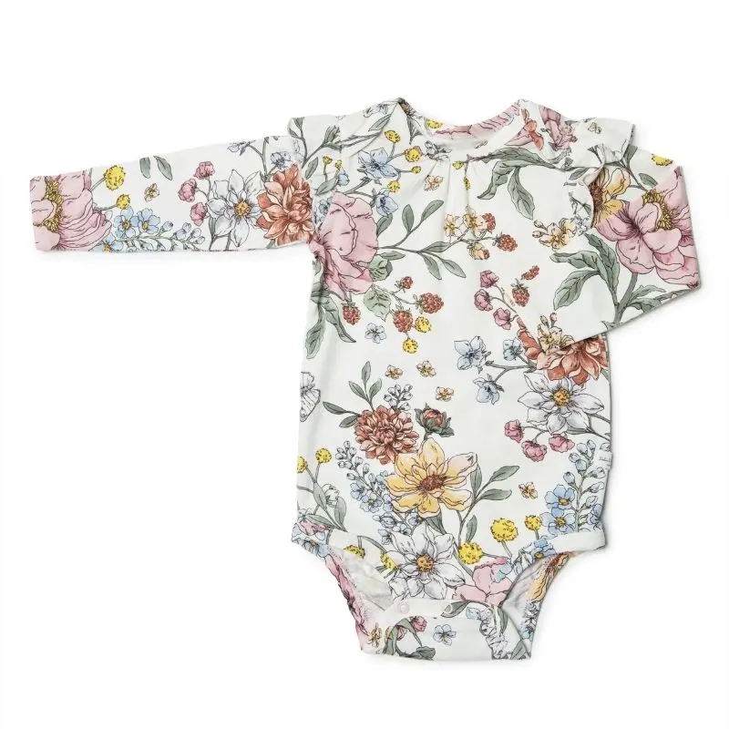 Ruffle Long Sleeve Bodysuit In Tencel 1