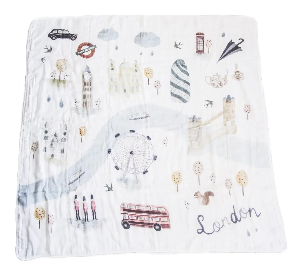 Luxe Muslin Swaddle - World Cities 1