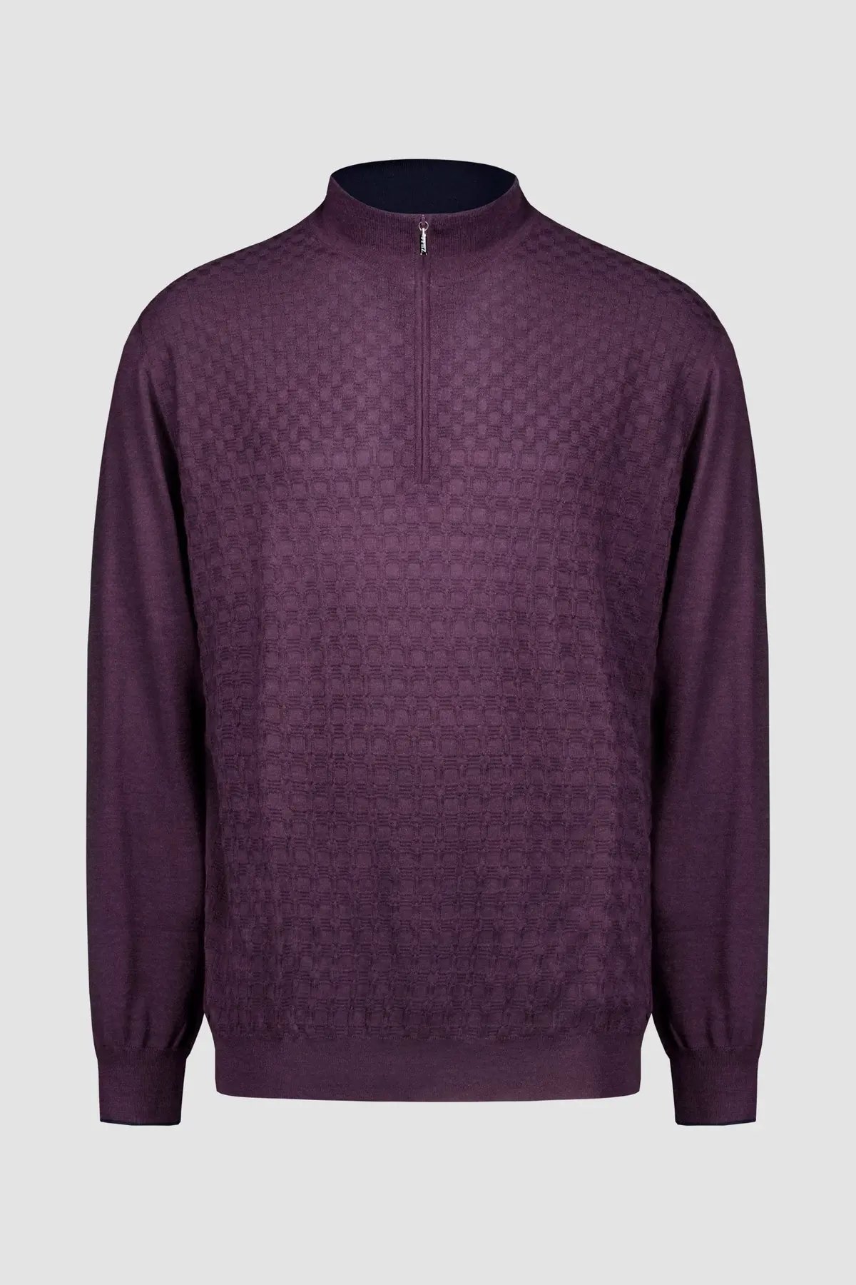 Zilli Burgundy Zipped Mock Neck Sweater 1