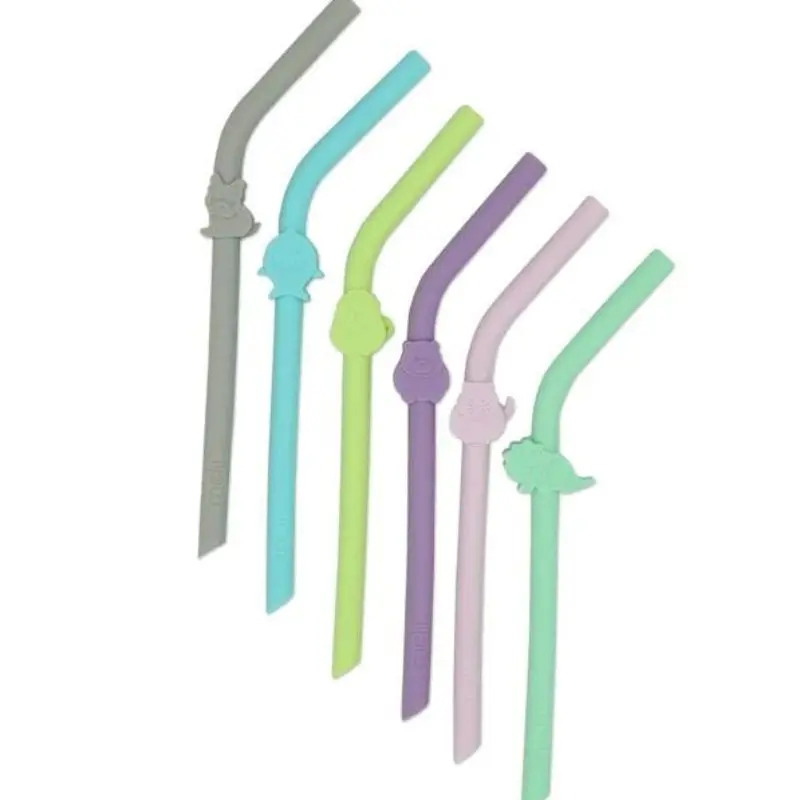 Silicone Animal Straws With Cleaning Brush 1