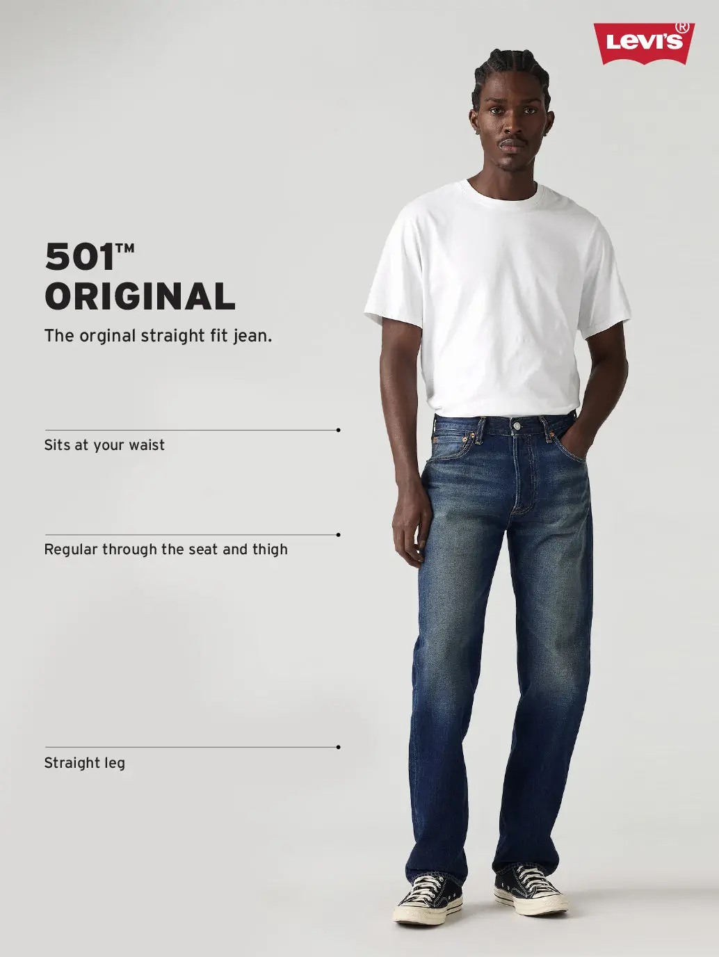 Men's Tinted 501 Grey Straight Fit Mid Rise Jeans 4