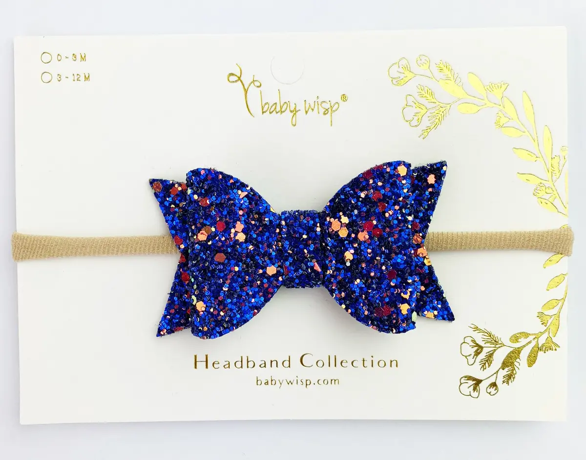 Bow Headband-Blue Glitter 1