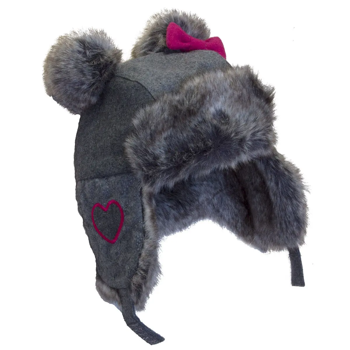 Pom Trapper Hat - Grey 1