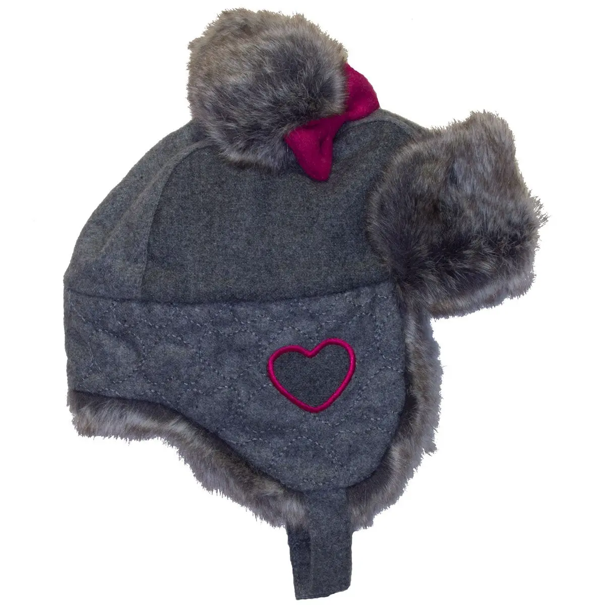 Pom Trapper Hat - Grey 2
