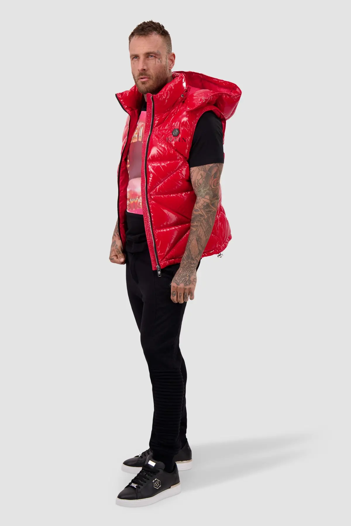 Philipp Plein Red Sleeveless Quilted Down Jacket Hexagon 2