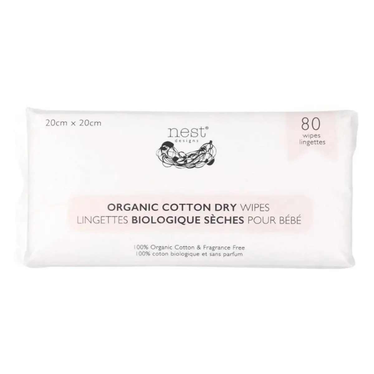 Organic Cotton Dry Baby Wipes - 80 Count 1