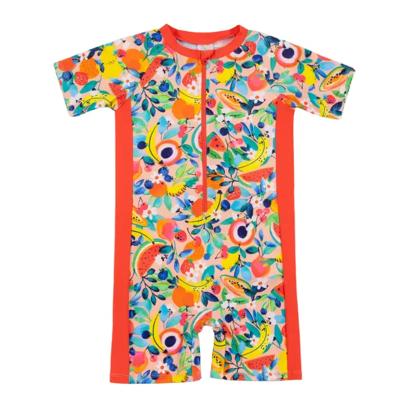 One-Piece Short Sleeve Rashguard Swimsuit 1