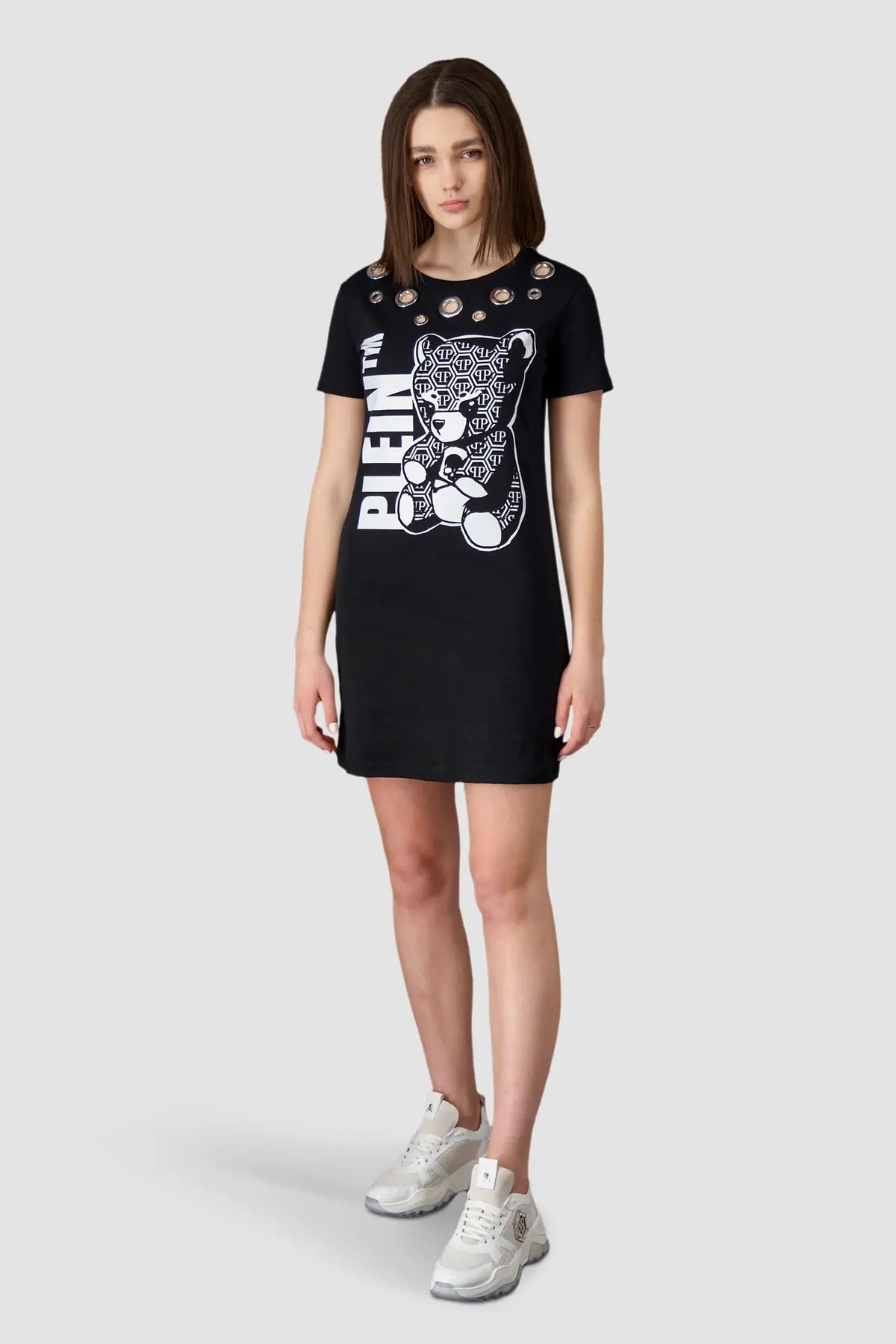 Philipp Plein Black Teddy Bear Short Dress 1