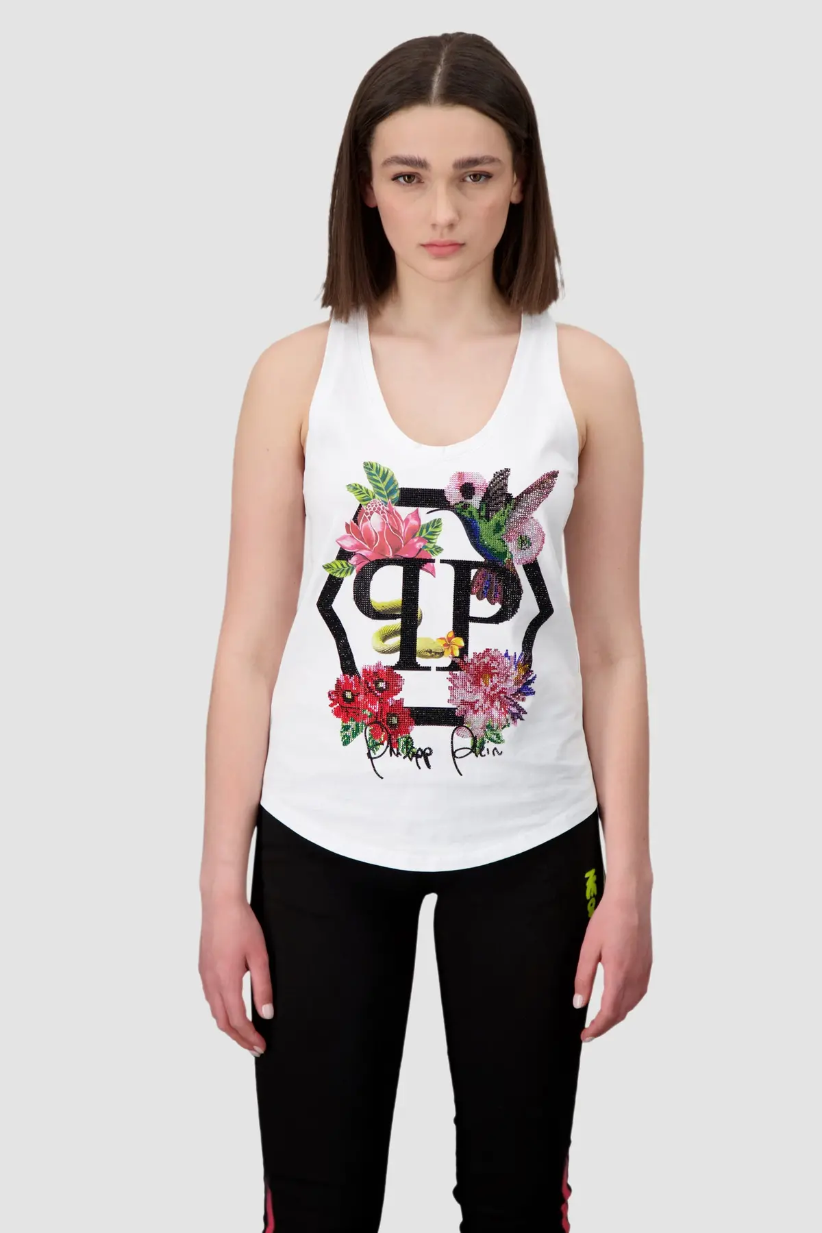 Philipp Plein White Flowers Tank Top 1