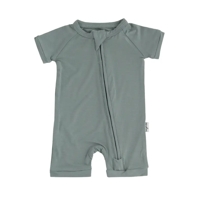 Solid-Color Bamboo Short Sleeve Playsuit