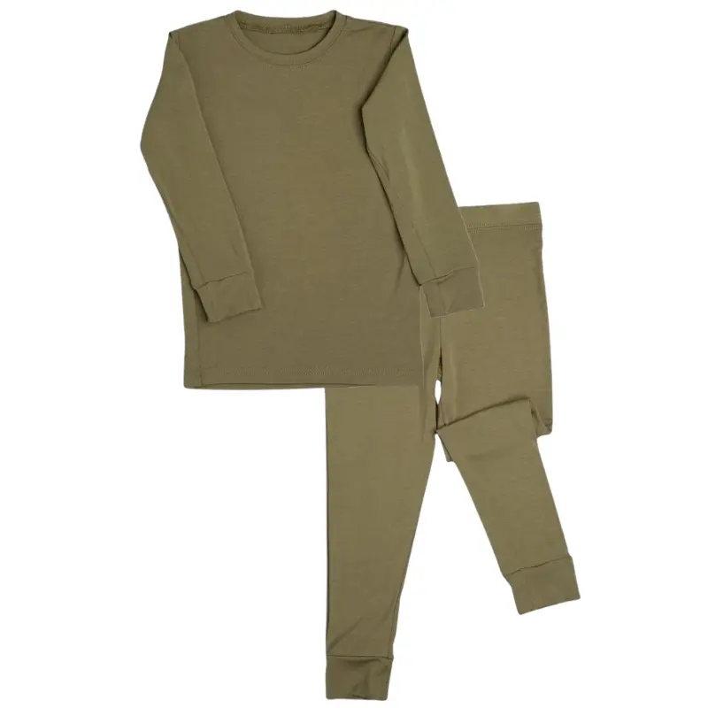 2 Piece Long Sleeve Bamboo Set - Solids (Overstock) 2