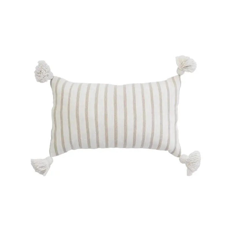Beige Striped Moroccan Pillow 1