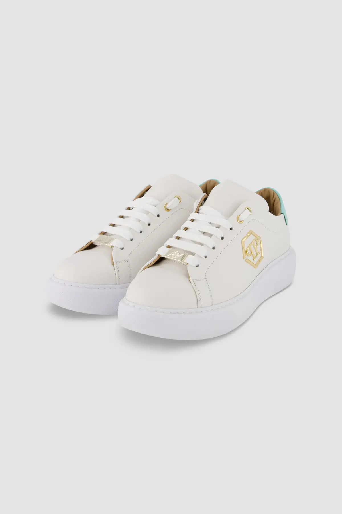 Philipp Plein White/Blue Lo-Top Hexagon Sneakers 1
