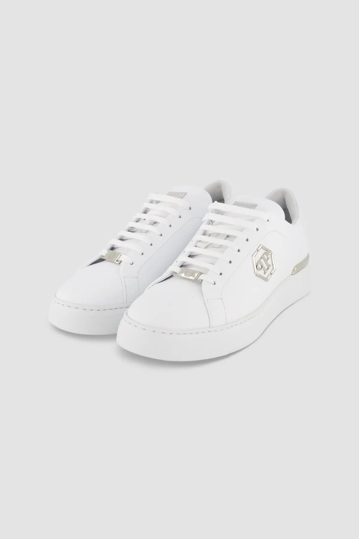 Philipp Plein White Leather Lo-Top Hexagon Sneaker 1