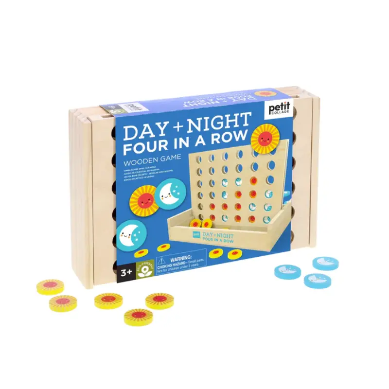 Day + Night Four In A Row Wooden Game 1