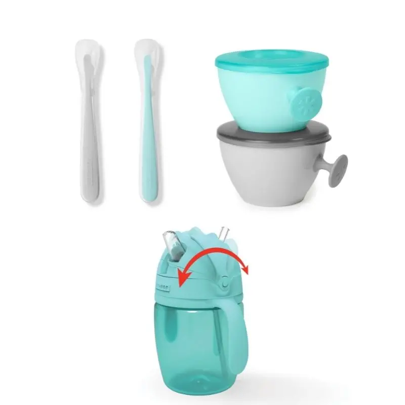 Easy-Feed Mealtime Set - Teal/Grey 1
