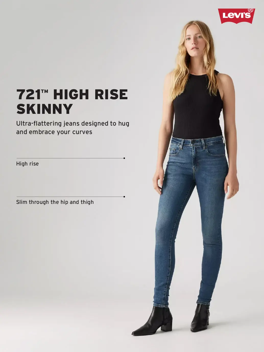 Women's 721 Blue Skinny Fit High Rise Jeans 4