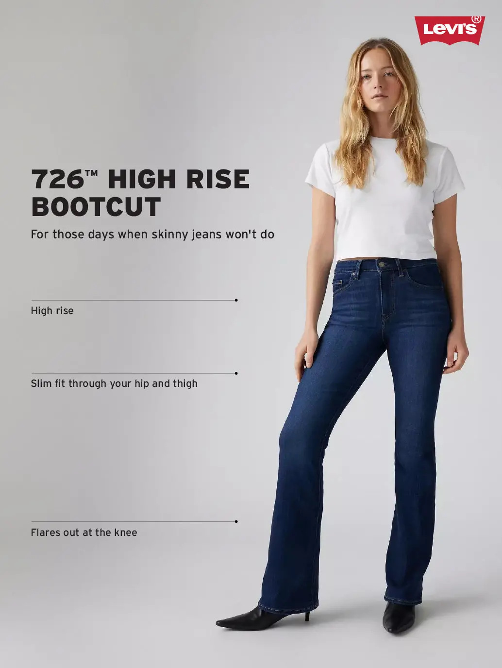 Women's 726 Dark Blue Flared Fit High Rise Jeans 4